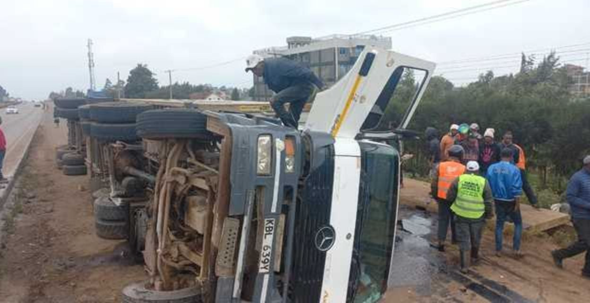 The scene where a truck overturned on Saturday causing spillage of highly toxic sodium cyanide chemical